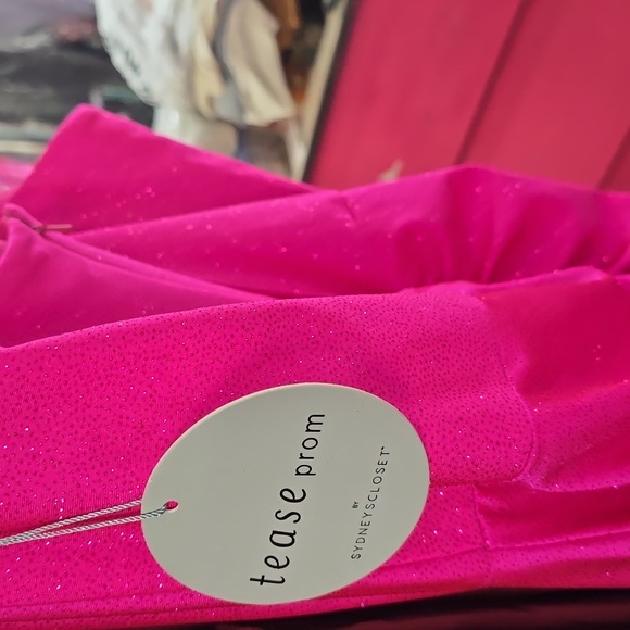 Stretch Sparkle Fuchsia Prom Dress - Picture 6 of 7